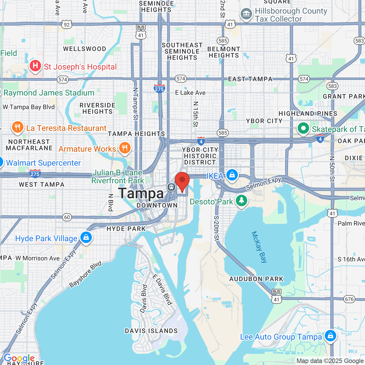 Google map image of our location in 1208 E Kennedy Blvd Tampa, FL